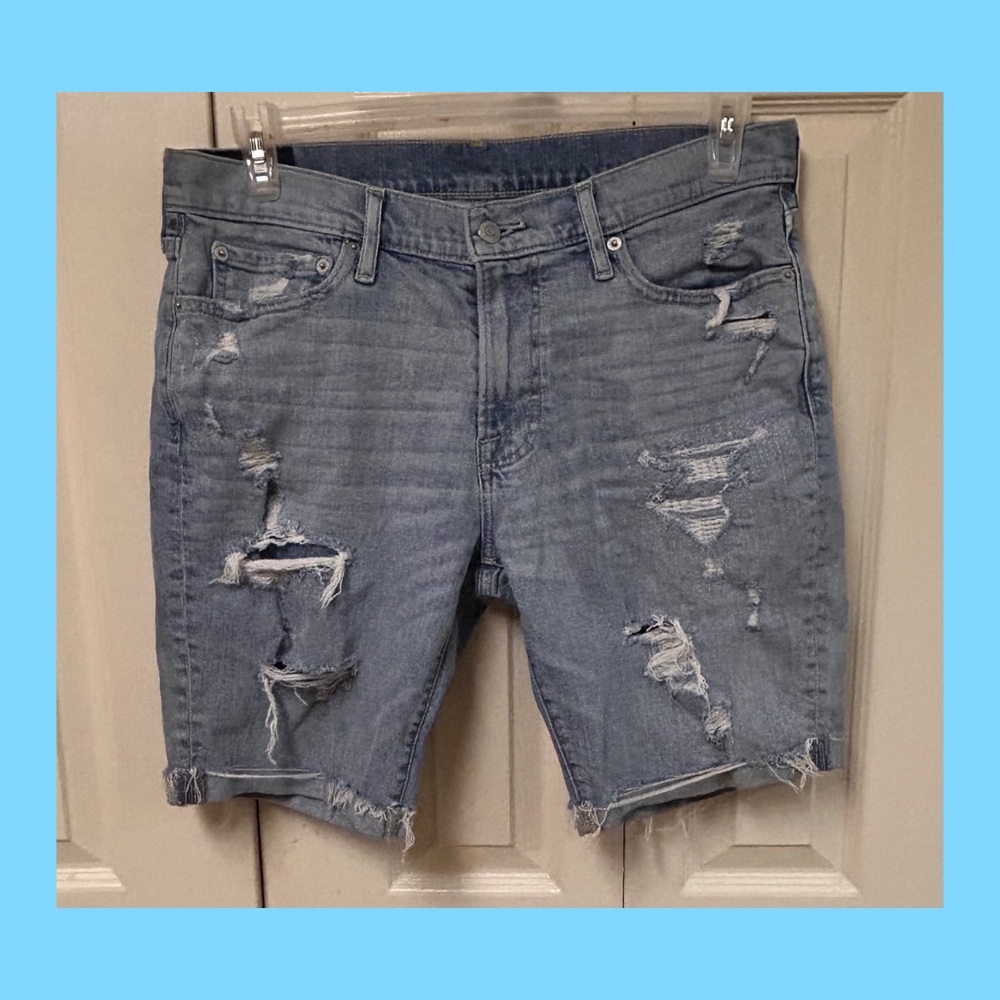 Abercrombie & Fitch Light Blue Distressed Jean Shorts